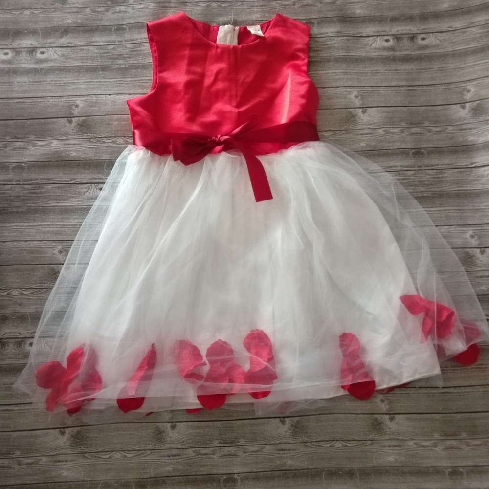 SHEIN Elegant Red and White Kids Dress